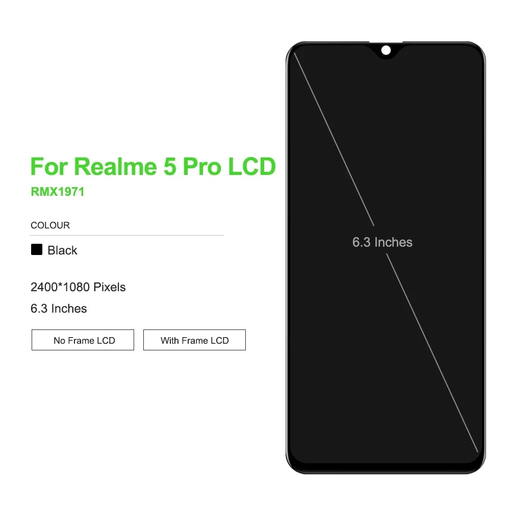 New LCD For Oppo Realme 5 Pro LCD Display Touch Screen Digitizer Assembly With Frame 6.3\'\'  For Realme Q RMX1971 Screen