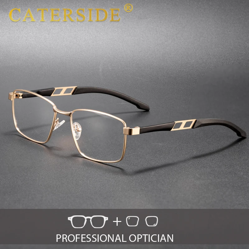 

CATERSIDE Square Men's Optical Glasses Classic Metal Eyeglass Frames Customized Prescription Glasses Women's Business Eyewear