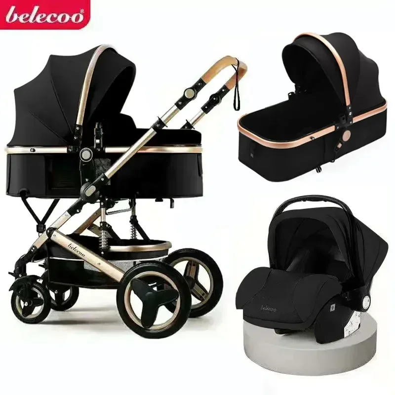 Baby Stroller 3 in 1 Pram Carriages For Newborn Buggy Travel System Multi-function Cart