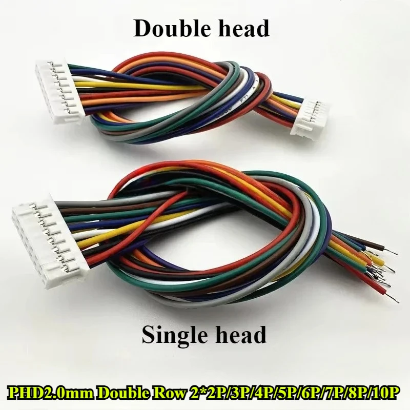 

10Pcs/lot PHD2.0mm Double Row Single/Double head 2*2P/3P/4P/5P/6P/7P/8P/10P Terminal Wire Length 20cm 26AWG Electronic Wire