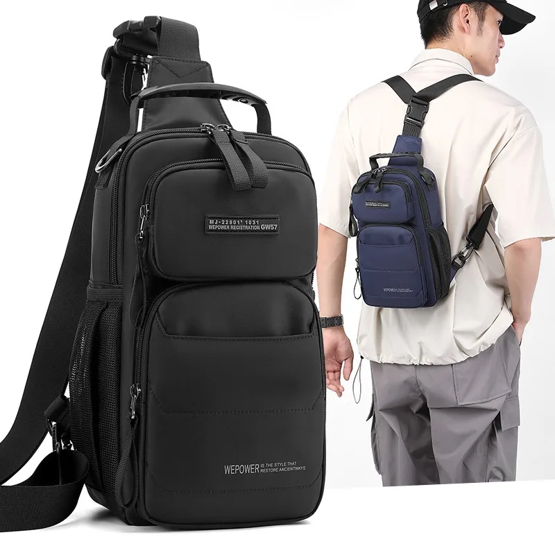 

New style men's chest bag, Korean style casual commuting single shoulder bag, large capacity travel portable crossbody bag