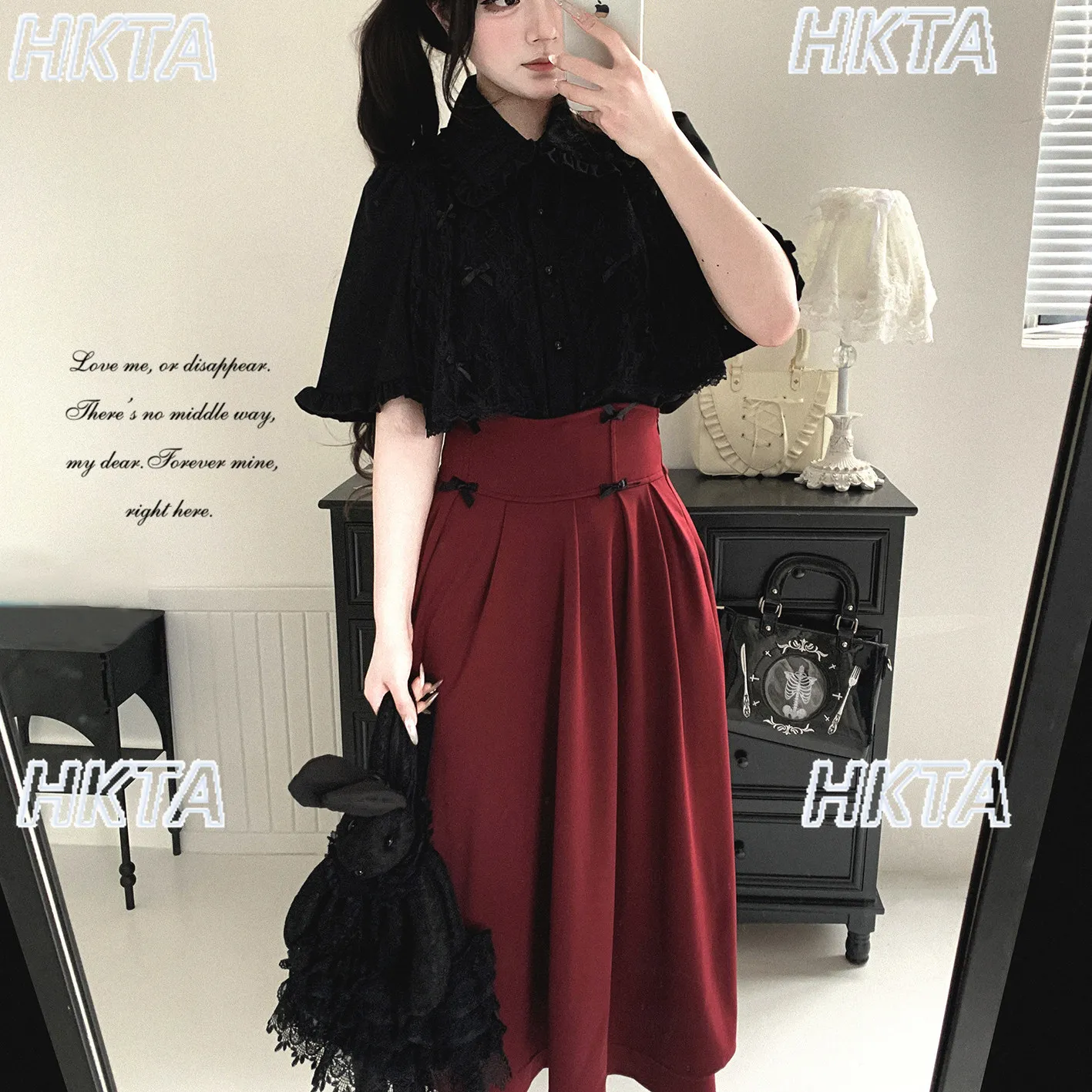 

Japanese Y2k Commuter Temperament 2026 Spring New High Waist Pleated Bow Black Skirt Ladies Elegant Lolita A Line Skirts Women