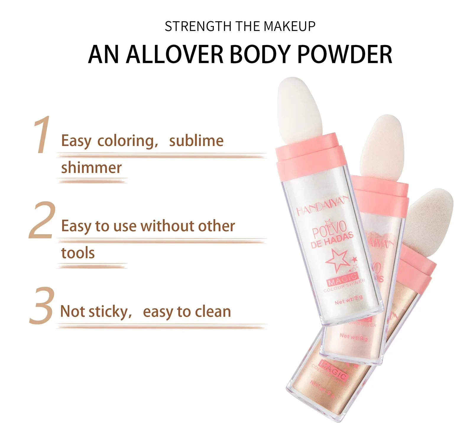 Face Body Glitter Wand Makeup Bronzer Illuminator Cosmetic Shimmer Fairy Powder White Loose Highlighter