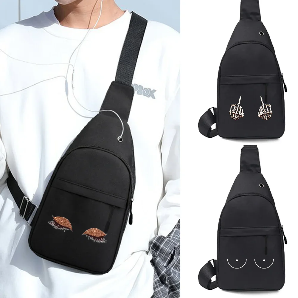 Men's Chest Bags Casual Waist Bags Small Short Travel Carry Pack Man Waterproof Shoulder Crossbody Bag Parody Print Handbags