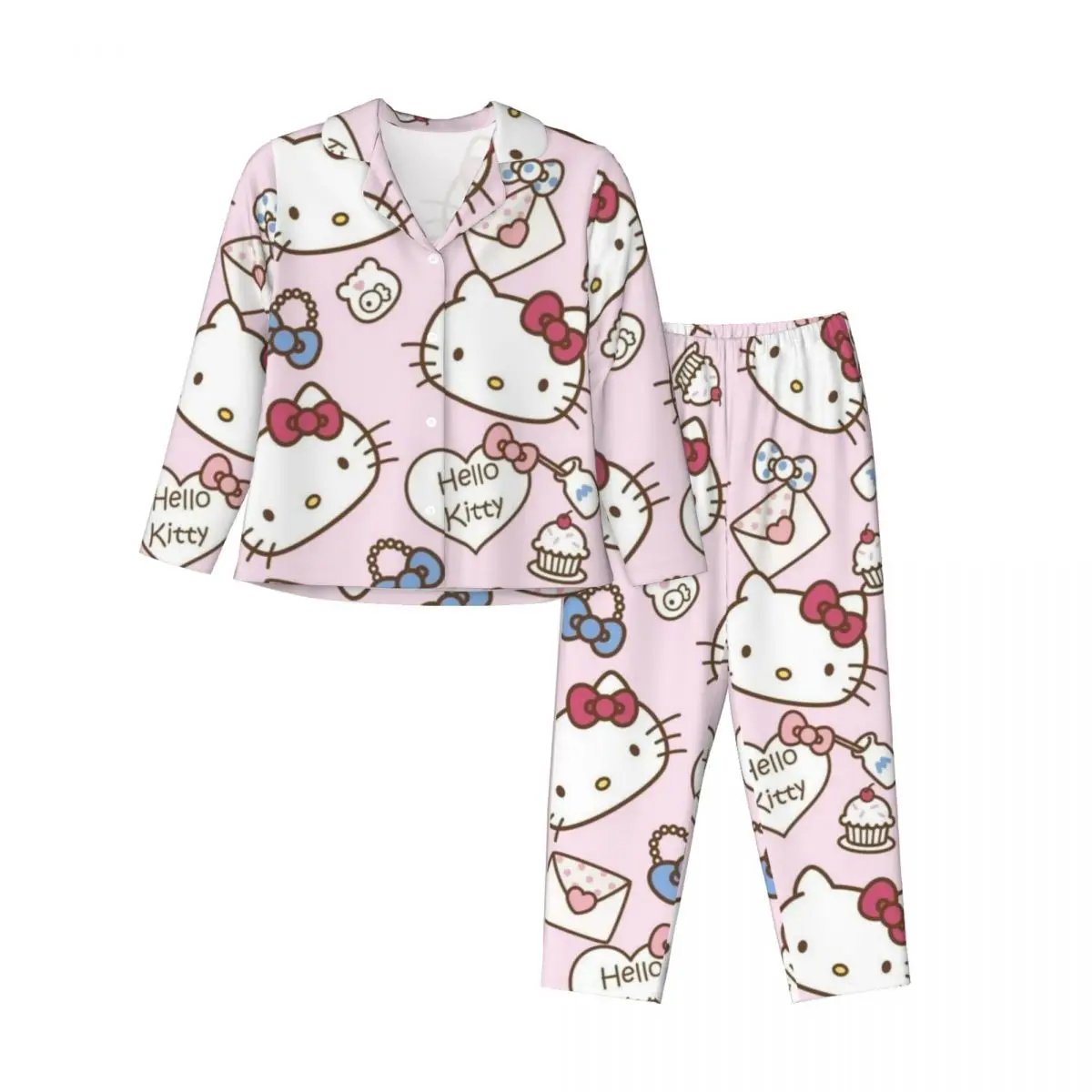 Sanrio Hello Kitty Women Pajamas 2 Pieces Set Loungewear pyjama pour femme
