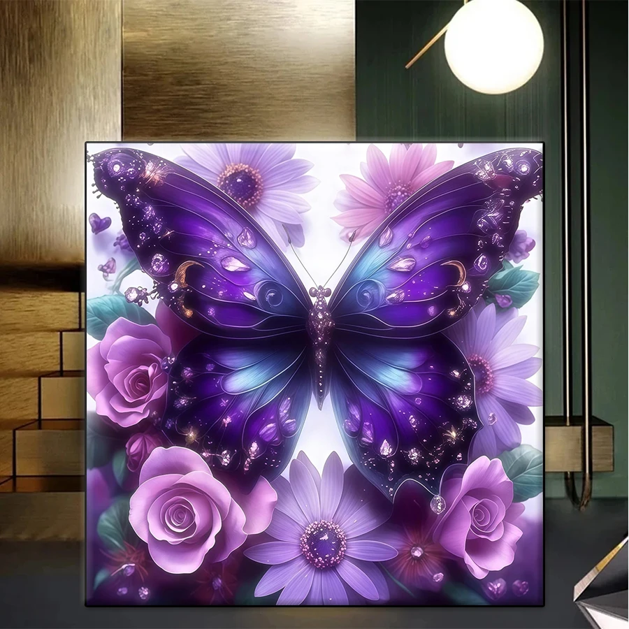 Vollständiges Diamant-Gemälde, verträumte Kunst, Schmetterling, Blume, Mosaik, Handarbeit, Bild aus Strass, Diamant-Stickerei, Verkauf, Heimdekoration