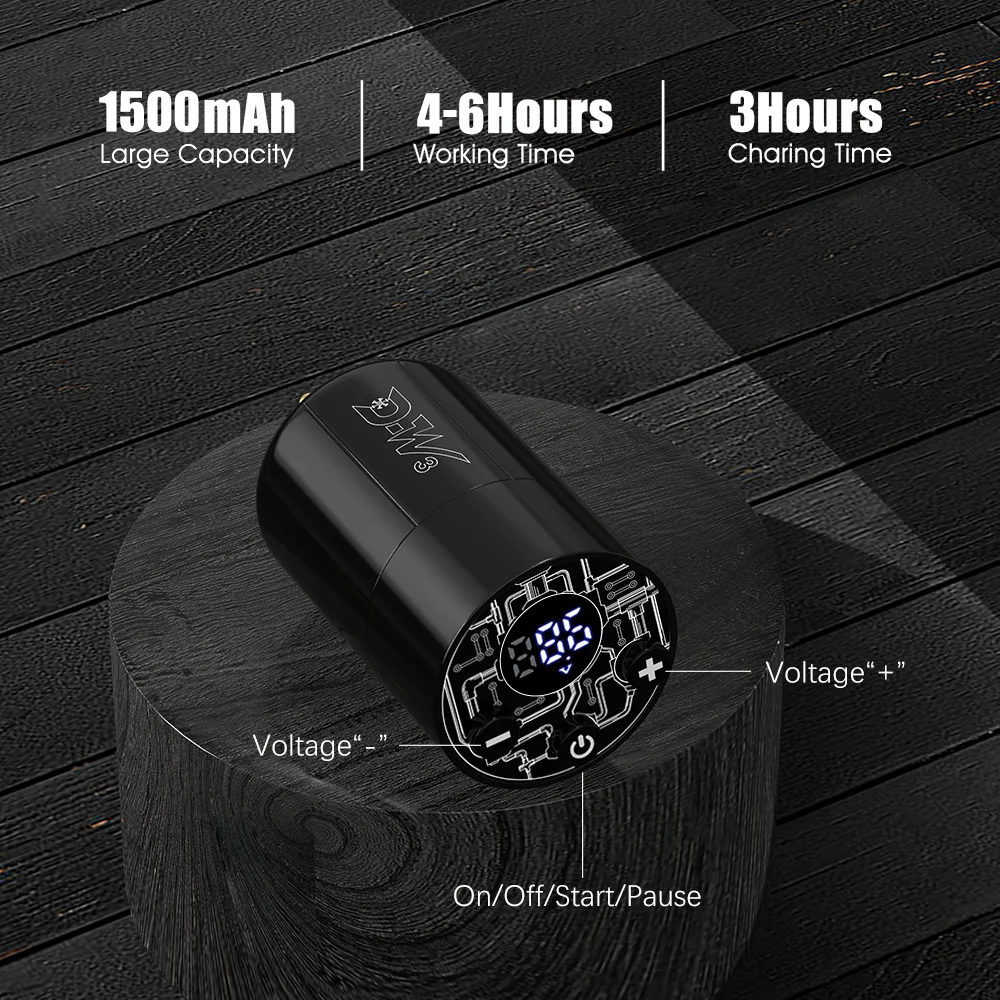 Fuente de alimentación inalámbrica para tatuaje, Mini batería con interfaz de anillo de Control, máquina de tatuaje rotativa RCA, baterías para bolígrafo, 1500mAh