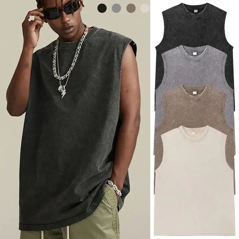 

Винтажные хлопковые майки с эффектом кислотной стирки для мужчин и женщин, для спортзала, тренировок, бодибилдинга, спортивные жилеты, летние повседневные безрукавки, футболки без рукавов