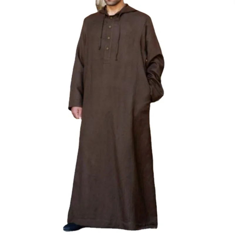 Oversized Dubai Muslim Long Hooded Shirt Casual Solid Robe Loose Fashion Versatile Casual 2023 New Hot Sale