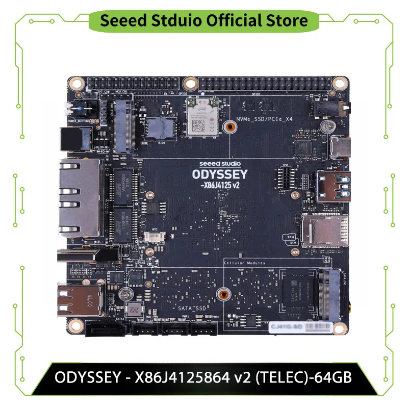 ODYSSEY - X86J 4125864   v2 (TELEC) — 64 ГБ eMMC, Linux и RP2040 Core