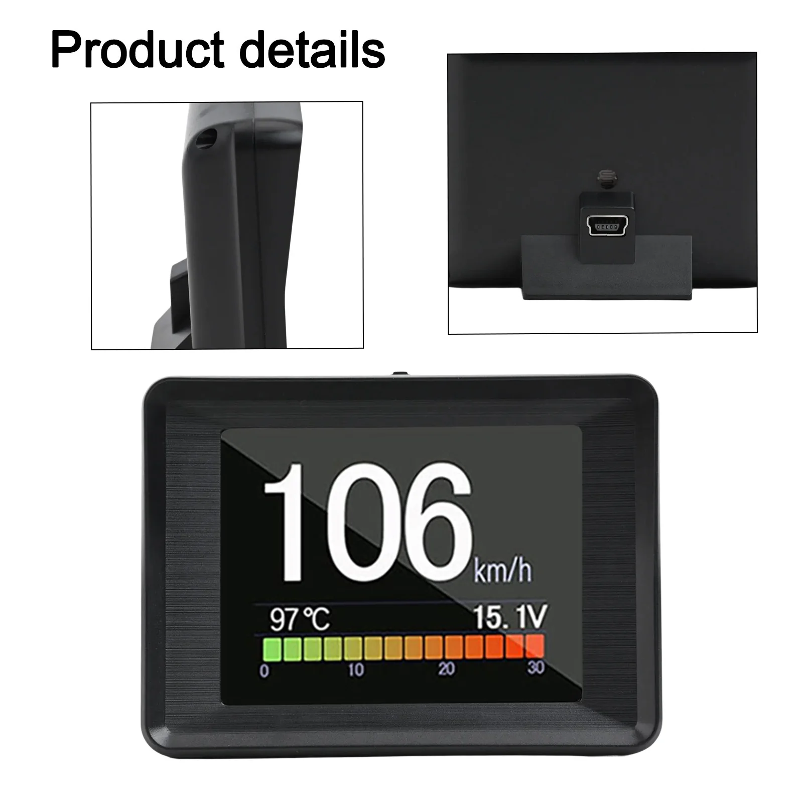 

12V Black Car Digital Display Voltage Monitor Water Temperature Monitor Wear-resistant Engine Temperature Alarm