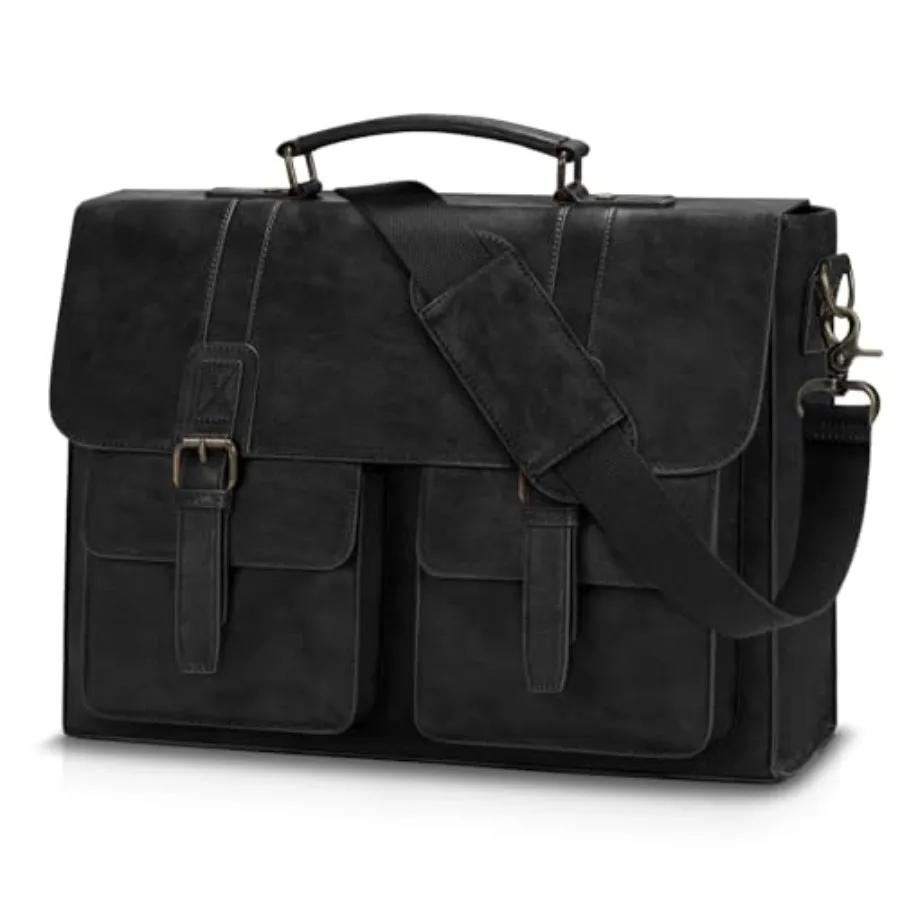 Leather Messenger Bag for Men 15.6 Inch Vintage Laptop Bag Waterproof Briefcases for Men Computer Bag Satchel for Work/Office