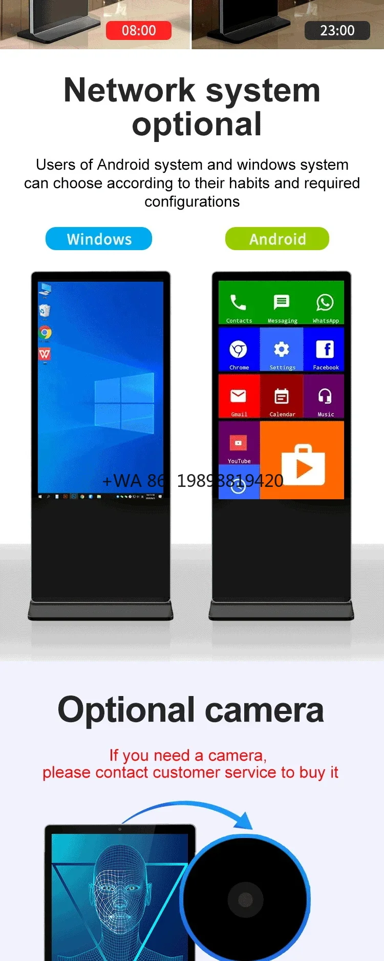 Señalización Slim Network Soporte vertical Señalización digital Hosda Exposición Publicidad Soporte de piso Digital