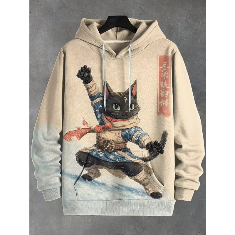 

Cat Leaf UFO Rainbow Pattern Hoodie For Men Cartoon Animal 3D Printed Long Sleeves Casual Hoodies Loose Sweatshirts Pullover Top