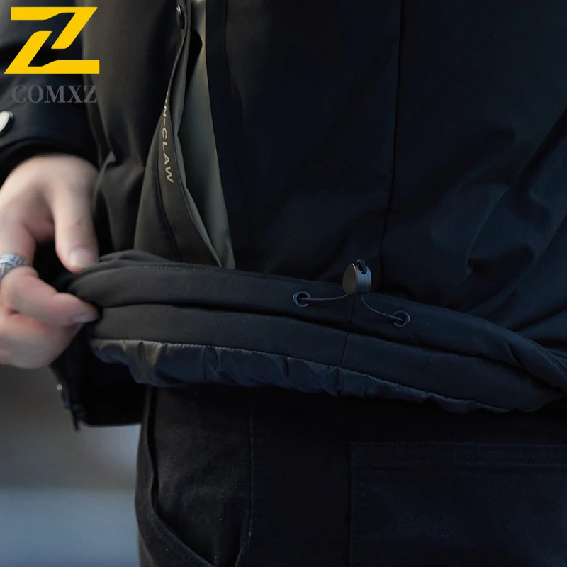 سترة COMXZ للرجال مبطنة سميكة بغطاء للرأس للعمل في الهواء الطلق سترة مقاومة للرياح على طراز الشارع سترات شتوية مبطنة خفيفة الوزن #5