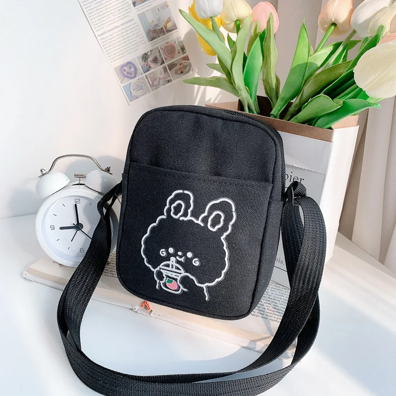 Cute Little Cross-body Bag for Women 2022 New Fashion Little Fresh Girl Student Girl Everything with Mobile Phone Canvas Bag