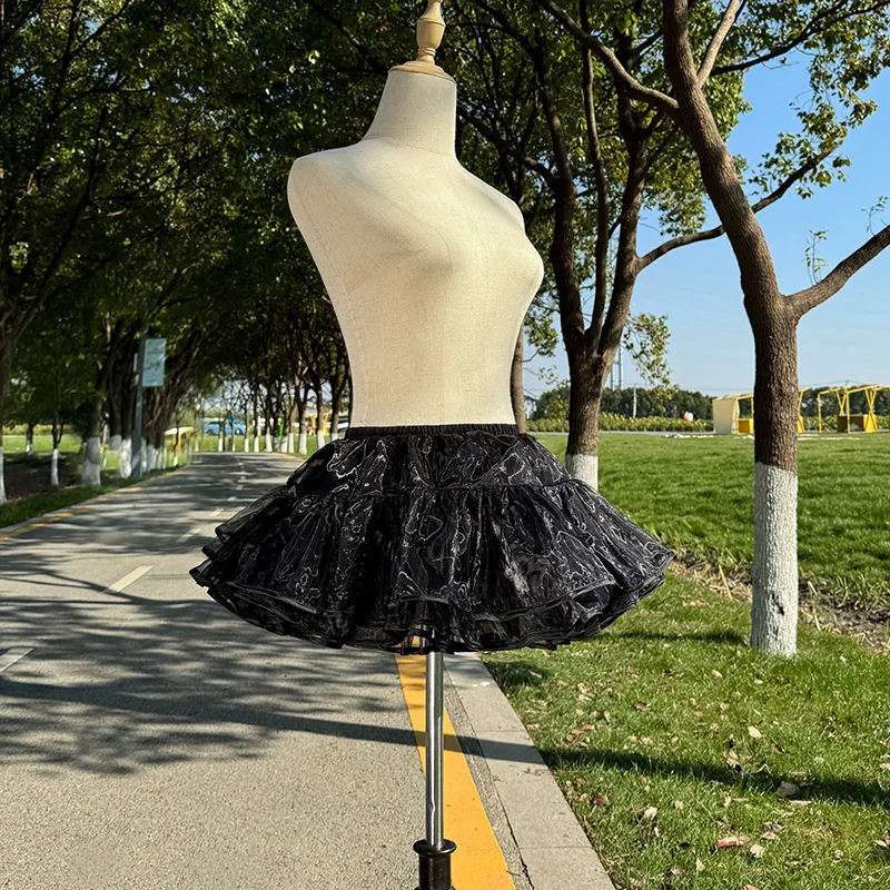 Feminino 4 camadas plissado tule petticoat branco preto tutu inchado festa cosplay saia underskirt desossado petticoats tutu vestido