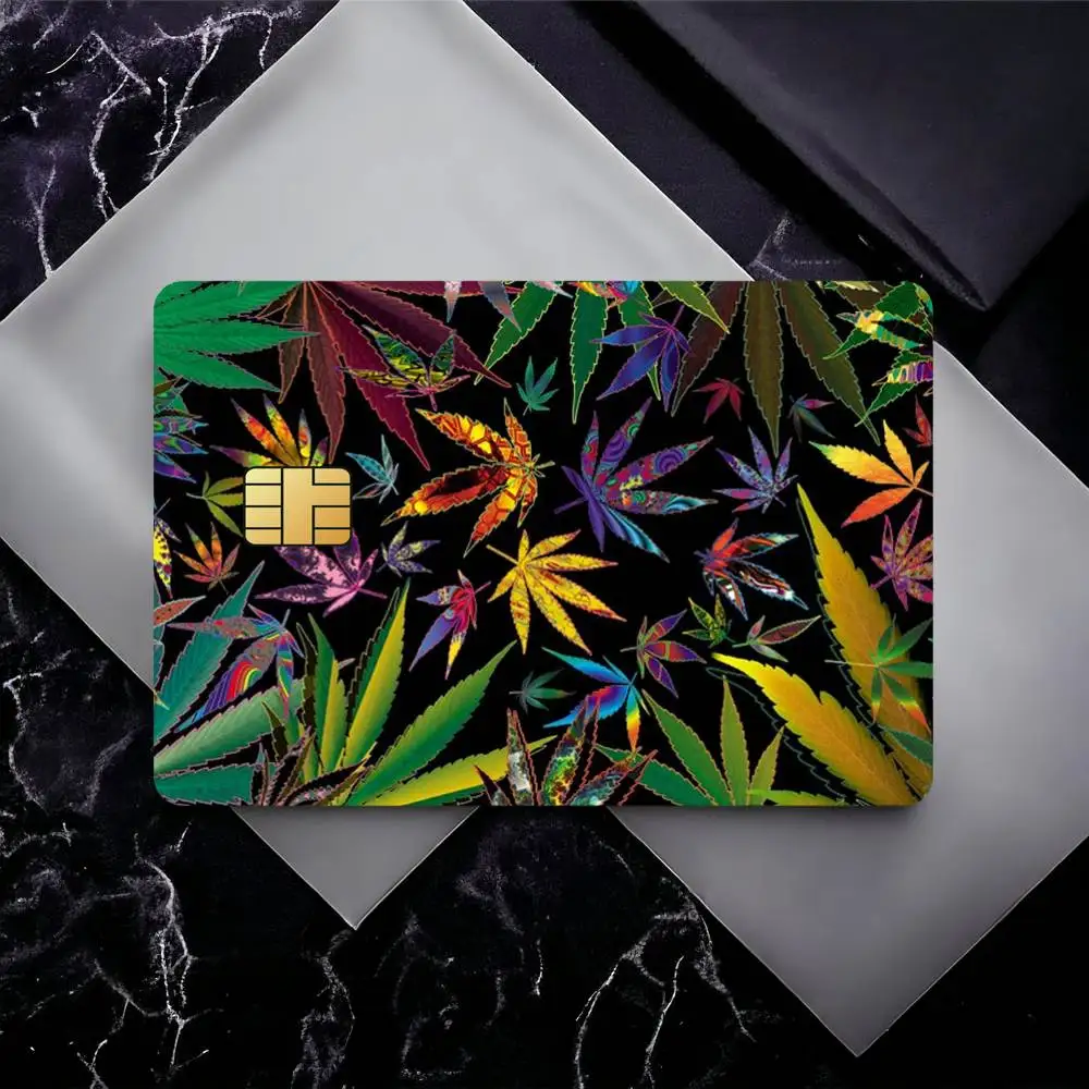 Maple Leaf Weed Credit Card Skin Stickers For Bank Card Bus Metro Card Sticker Waterproof Gift