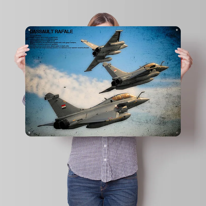 Dassault Rafale Fighter Jets Metal Poster Perfect Gift for Fans Lovers Customized Wall Art Metal Sign for Garage Accessories