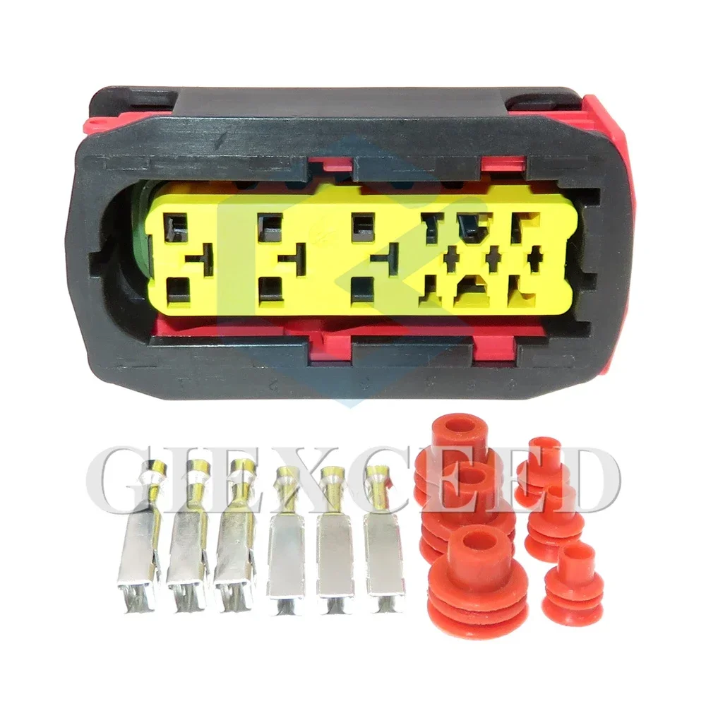 

1 комплект, 6-контактный автомобильный пластиковый корпус, водонепроницаемая розетка 3,5 7,8 серии 1544938-1, автоматический разъем переменного тока в сборе, электрический провод