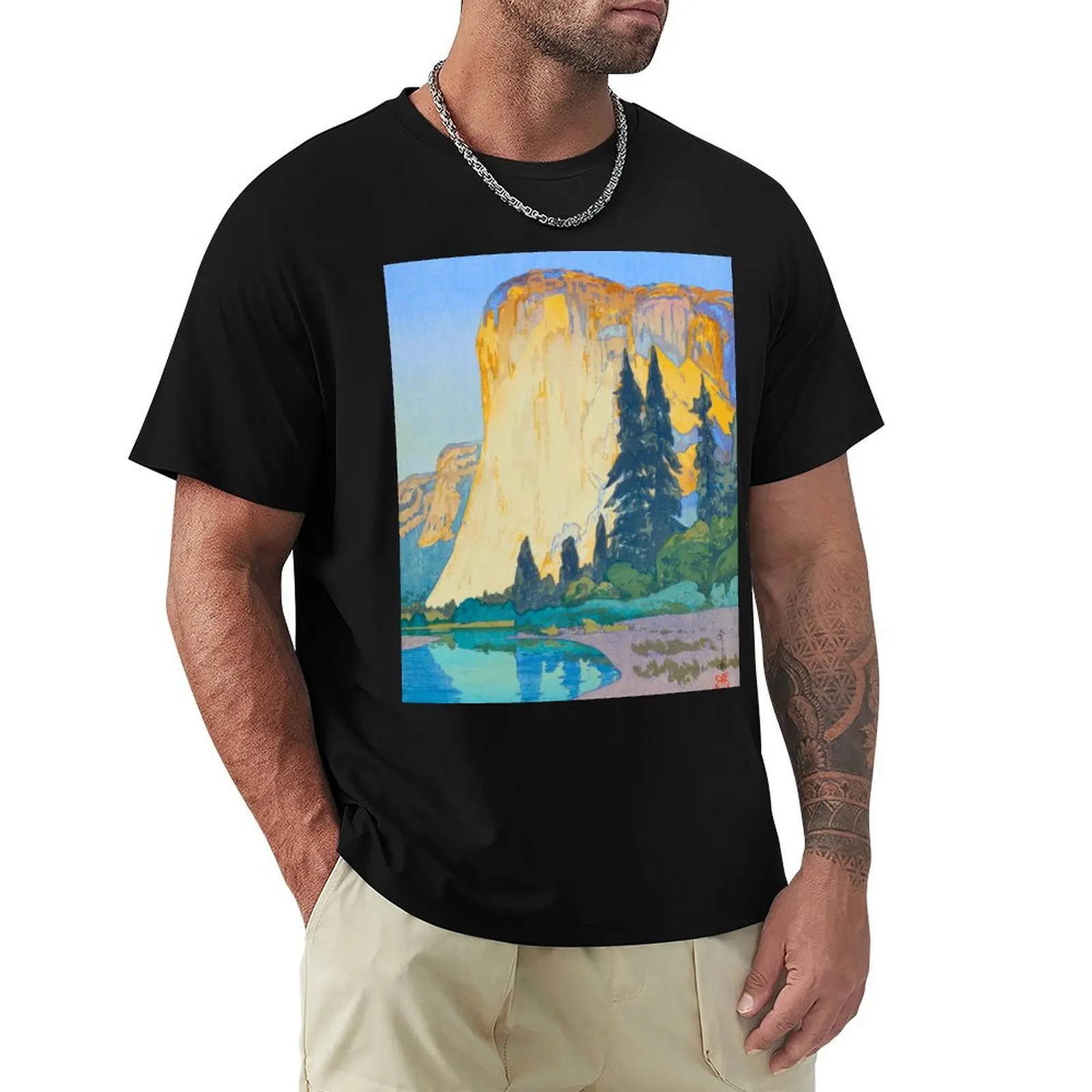 El Capitan by Hiroshi Yoshida Vintage Japanese Woodblock Print East Asian Culture T-Shirt Holiday All Match T-Shirt