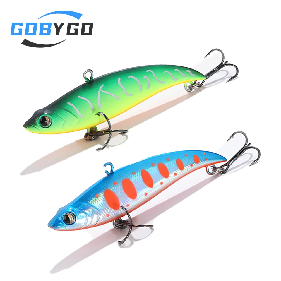 GOBYGO 70mm/90mm Fishing Lure VIB Sinking Spinning Rattlin Wobbler For 3D Eyes Pike Ice Balance Winter Swimbait Fishing Tack