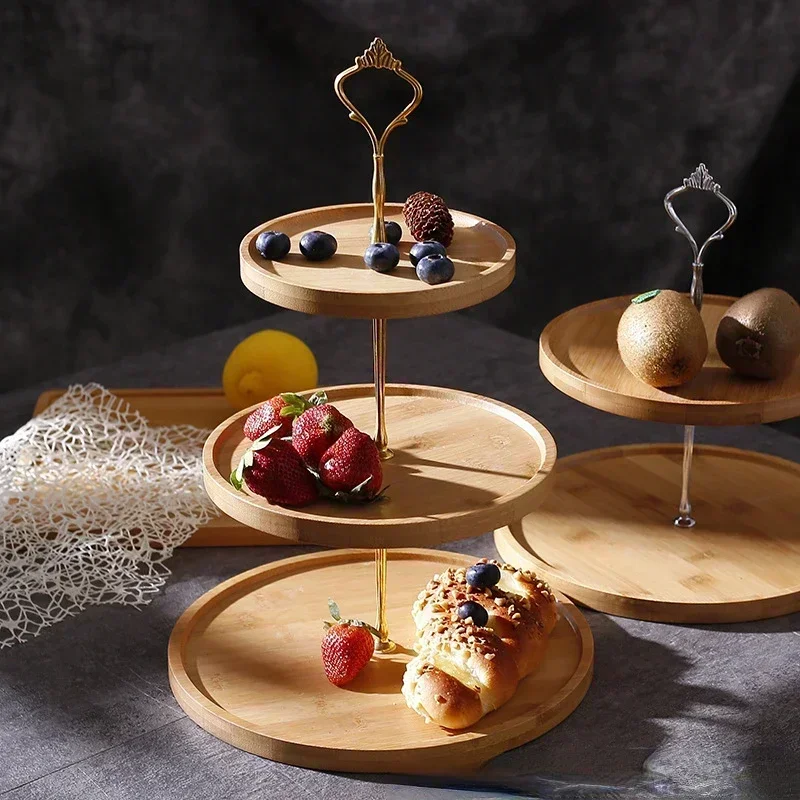 Japanese Bamboo Fruit Plates Set Snack Dishes Cake Stand Bread Dessert Plate Candy Dish Pastry Tray Wood Tableware Decoration