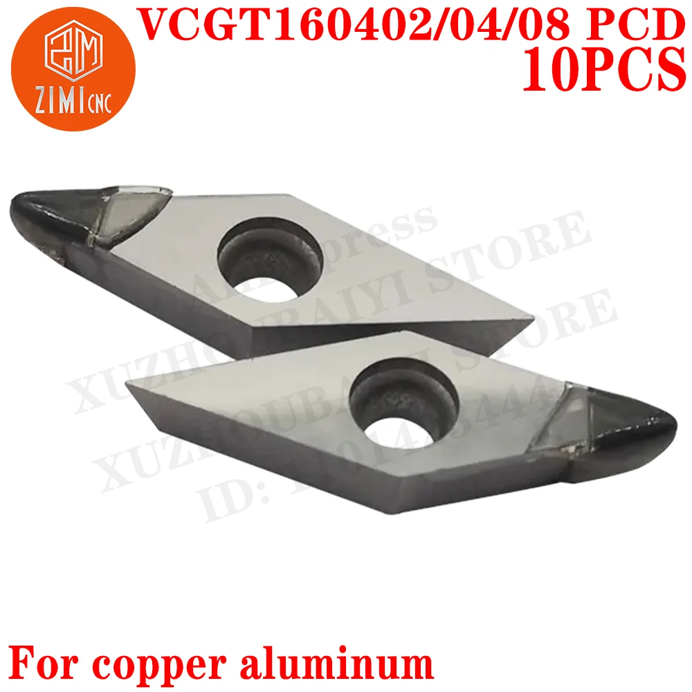 10 pcs VCGT160402 PCD VCGT160404 PCD VCGT160408 PCD diamond blade for SVXC bracket PCD CNC cutting boring turning customization