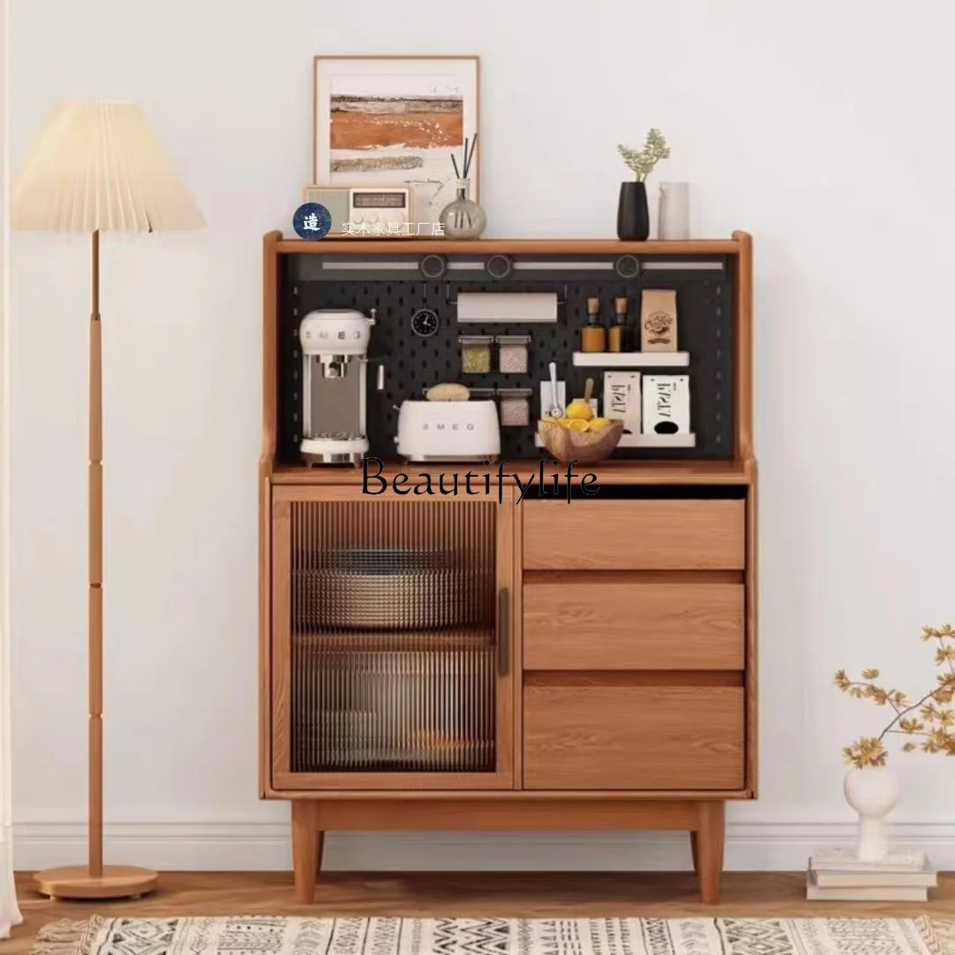 Japanese-Style Solid Wood Sideboard Nordic Wire-Wrap Board Tea Cabinet Living Room Coffee Storage Storage Cabinet