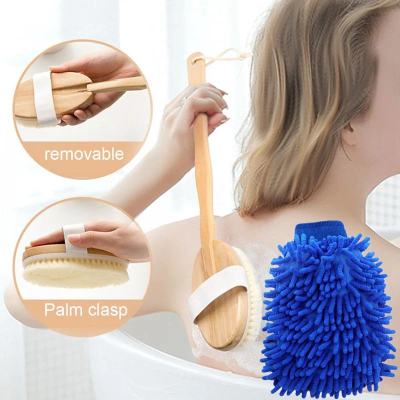 Dry Body Brushes, Exfoliating Body Scrubbers, Natural Bristles for Dry Skin, Improve Circulation, Stop Ingrown Hairs