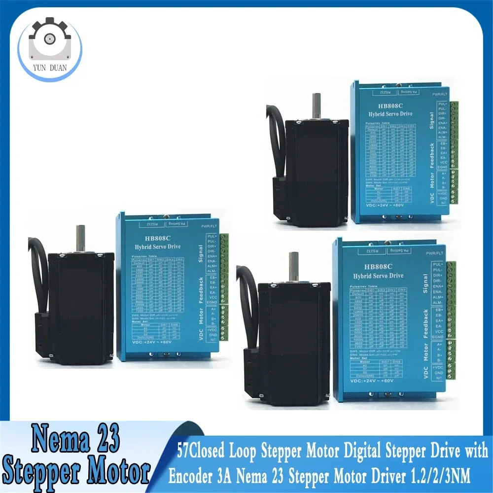 1/2/3/4 Kit Nema23 Closed Loop Stepper Motor 1.2/2/3 Nm Servo Aandrijfas 8Mm 2 Fase Stappenmotor 3M Kabel Voor Cnc Router