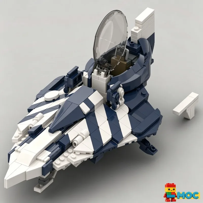 493 PCS Sci-Fi Interceptor MOC Space Ship Model Customize Creative Building Blocks DIY Assembly Educational Toy Birthday Gifts