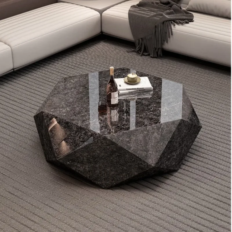 Italian minimalist masonry rock slab coffee table living room household small apartment round tea table