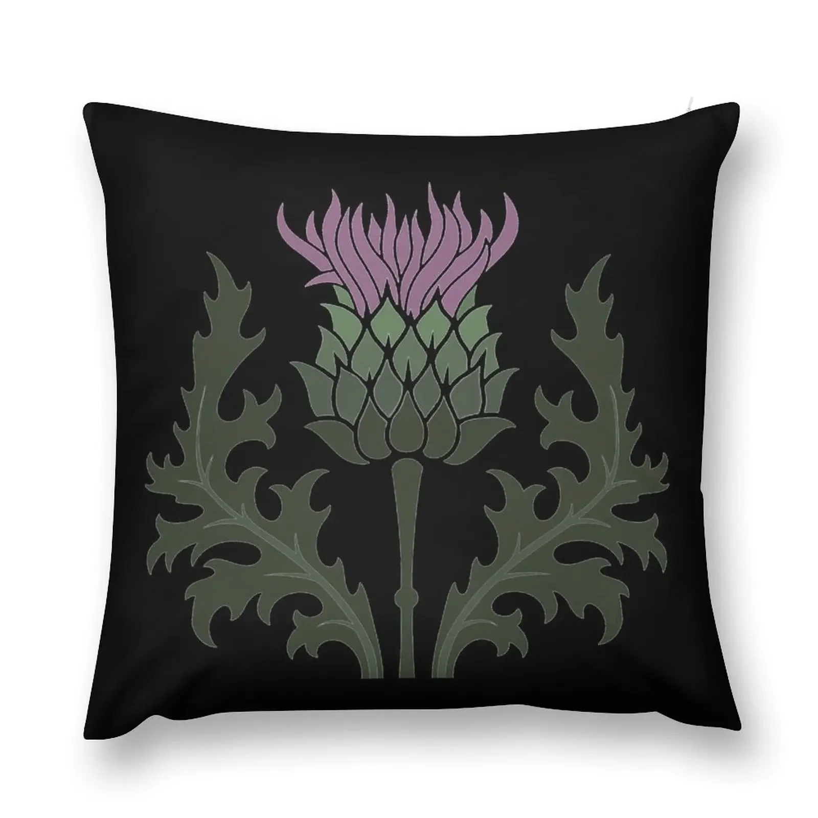 Scottish Thistle Flower of Scotland on Black Throw Pillow Decorative Cushions For Living Room Marble Cushion Cover pillow