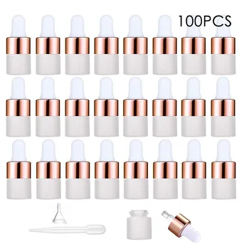 100pcs 2ml/3ml/5ml glass pipette bottle frosted dropper bottle for essential oil refillable sample perfume vial jar containers