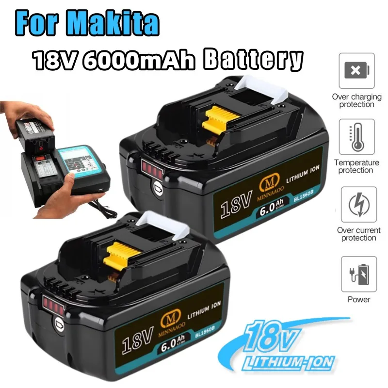 

100% Genuine For Makita 18V Battery 6.0Ah BL1850b BL1850 BL1860 BL1830 BL1815 BL1840 LXT400 for Makita Drills