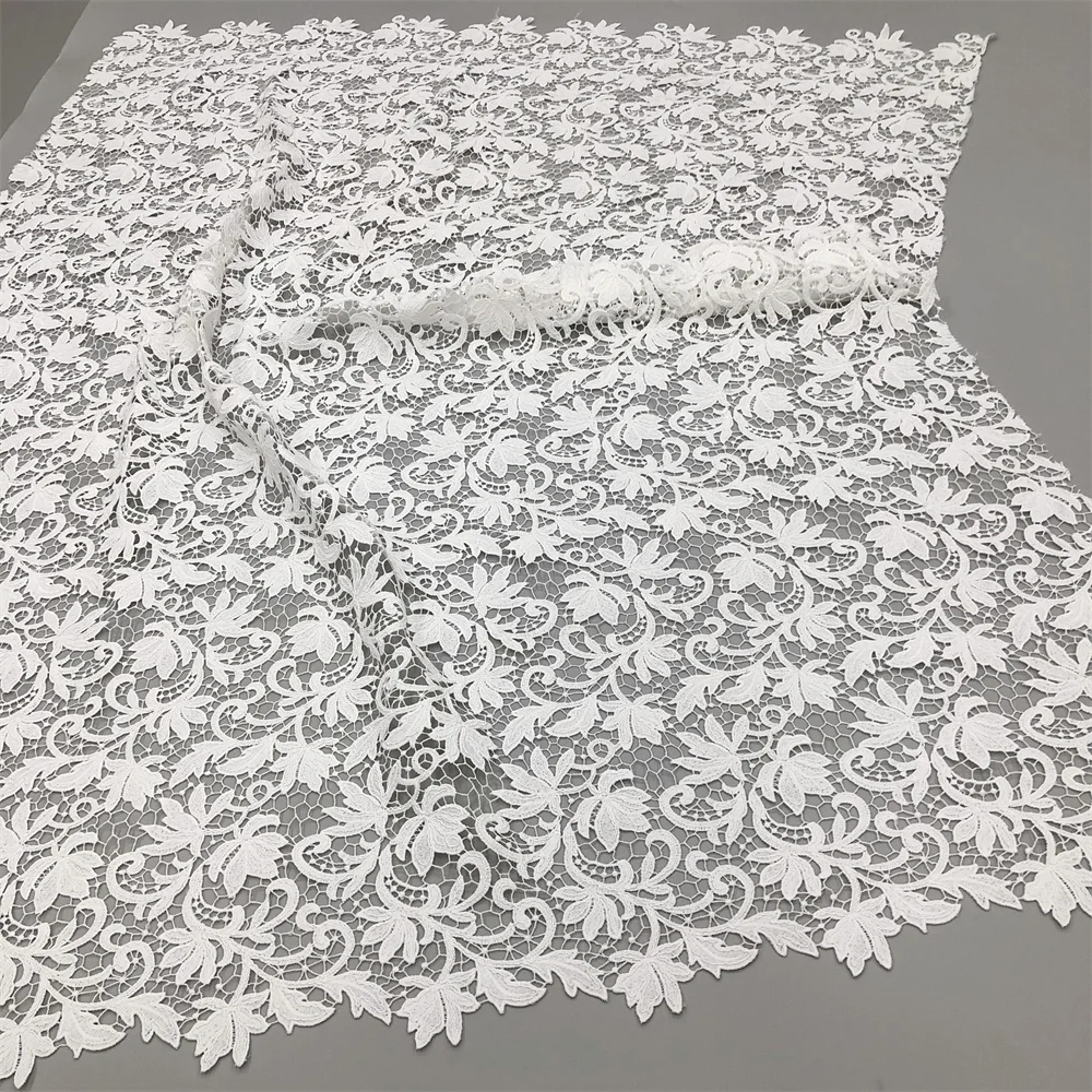 Neuer Stil Afrikanischer Spitzenstoff 2026 Hochwertige Wasserlösliche Bestickte Modische Weiche Spitze 5 Yards – Detail 13