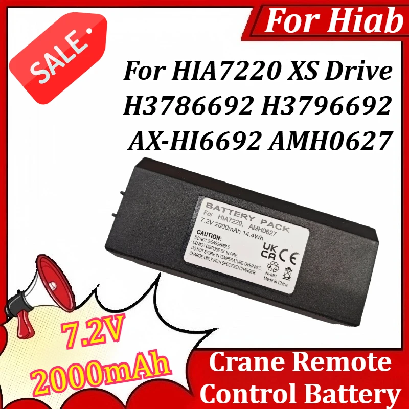 

7.2V 2000mAh Rechargeable Battery for Hiab HIA7220 XS Drive H3786692 H3796692 AX-HI6692 AMH0627 Crane Remote Control Battery