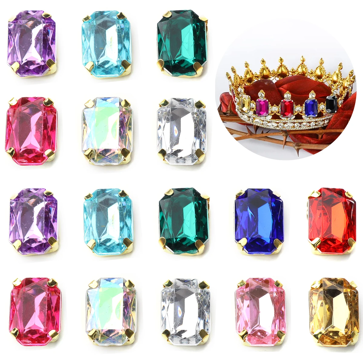 30 Stück Edelstahl quadratische Strass Gold Krallenperlen Acryl Vierloch Krallenperlen für Hochzeitskleid Kleidung Handwerk Schmuckzubehör