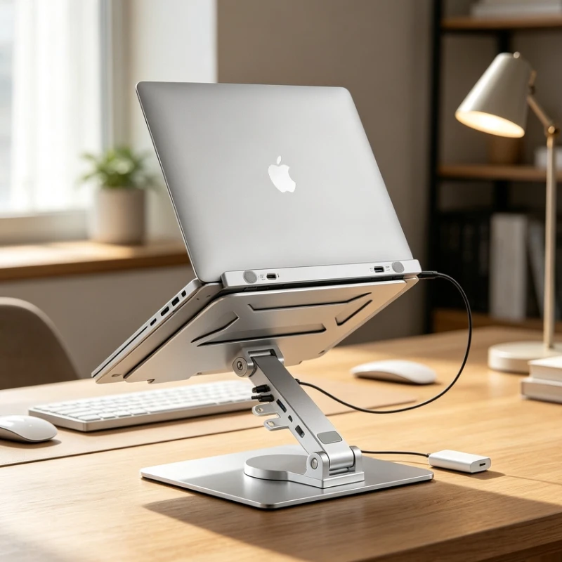 360 Degree Rotating Laptop Stand with USB 3.0 Hub, Three Axis Height Angle Control plus Foldable 4 in 1 Docking Expansion