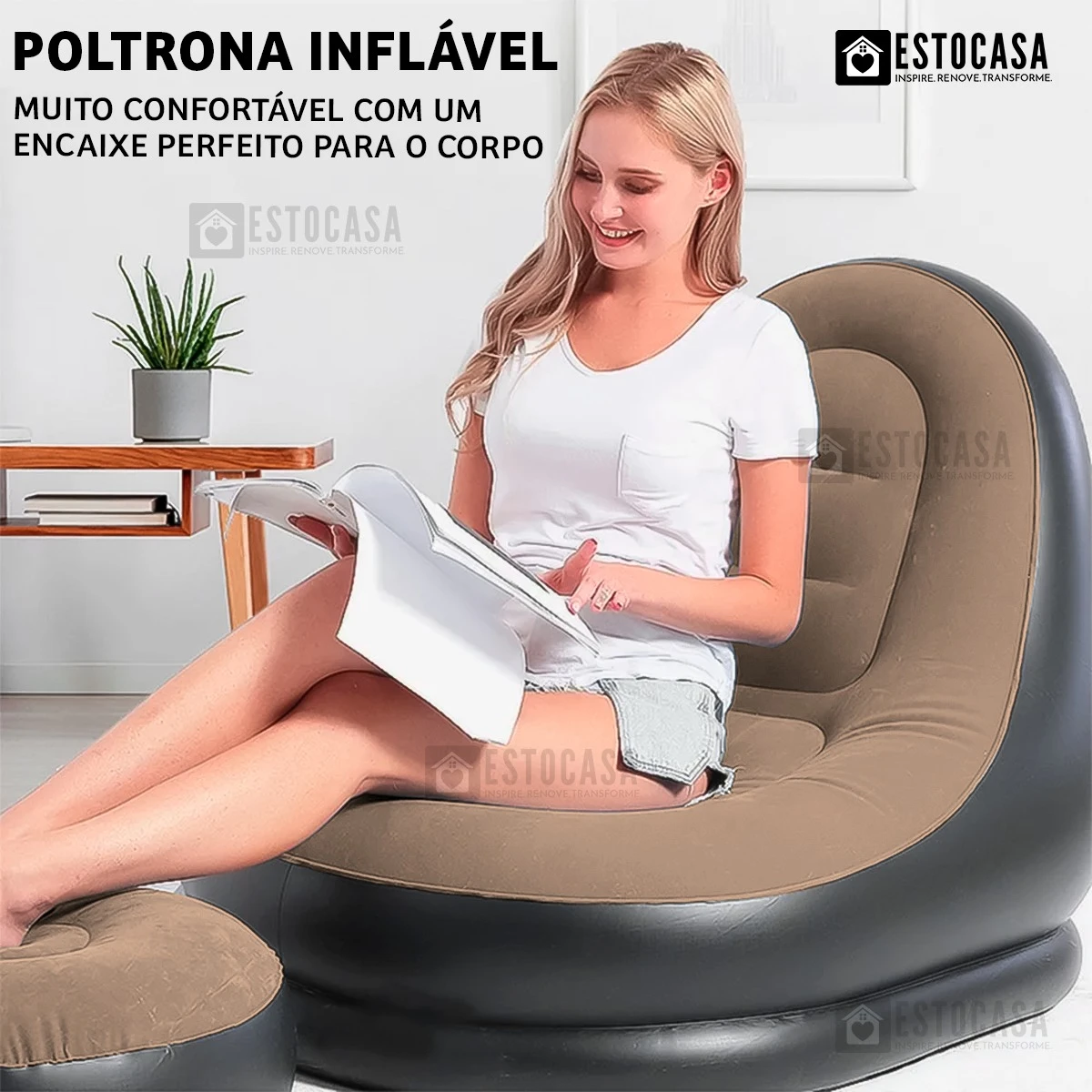 Anatomical Inflatable Armchair For Outdoor Use On Vacation