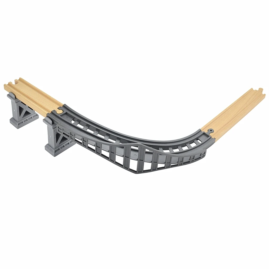 Wooden Track Accessories Plastic Ramp Track Overpass Curve Electric Railway S Tracks Fit All Brand Wooden Track Toys for Kid