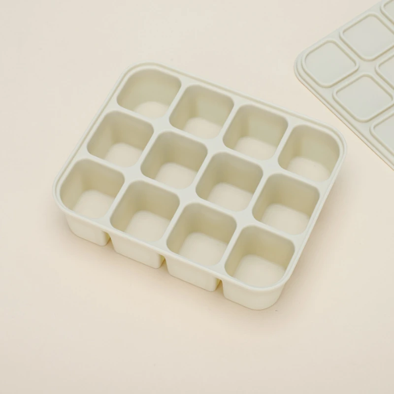 6/12 Grid Ice Cube Mold Silicone Ice Cube Tray Square Tray Mould Easy Release Baby Fruit Mud Jelly Food Storage Case