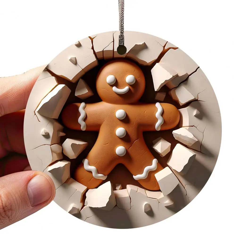 زخرفة متينة احتفالية شجرة عيد الميلاد الحلي 2d الكرتون الزنجبيل رجل ثلج سانتا لقضاء عطلة شجرة للنساء #2