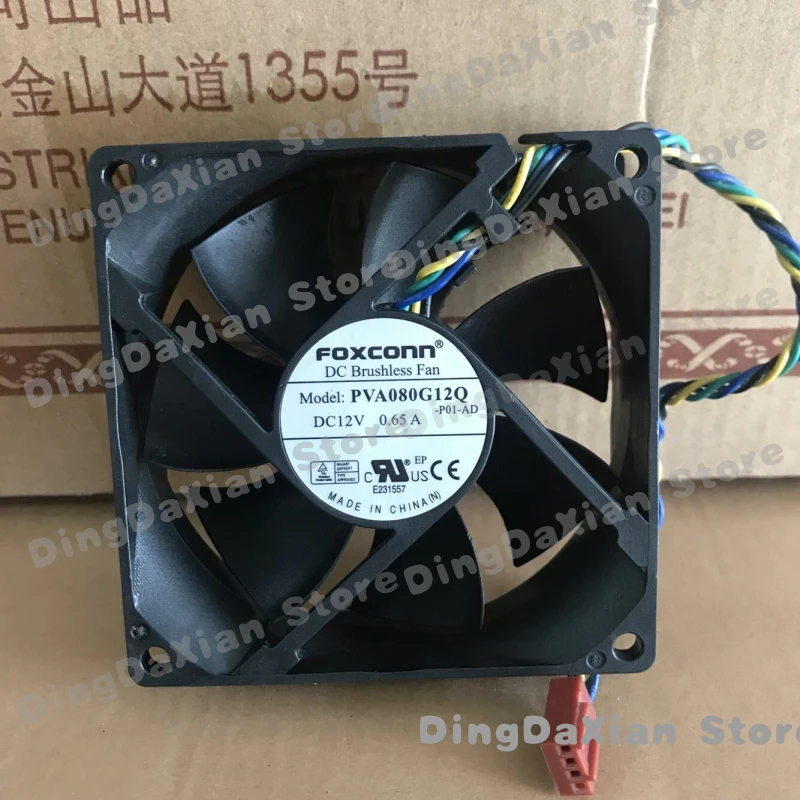 D 1PCS For Foxconn PVA080G12Q | DC12V 0.65A 4-Pin PWM Large Air Volume Fan 80×80×25mm 8CM