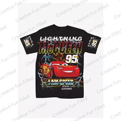 2024 New Arrival Disney Pixar Cars Lightning McQueen Boyfriend Fit Girls T-Shirt For Kids/ Adults Sleepwear Clothes