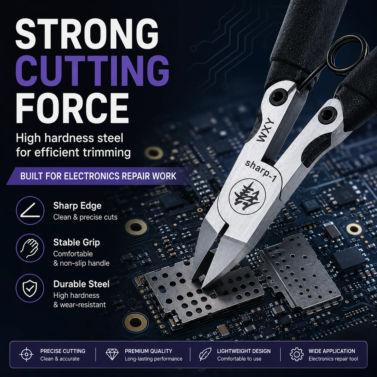 WXY SHARP-1 Precision Diagonal Cutting Pliers Ultra Thin Needle Nose Flat Pliers for Phone PCB Shield Cover Repair