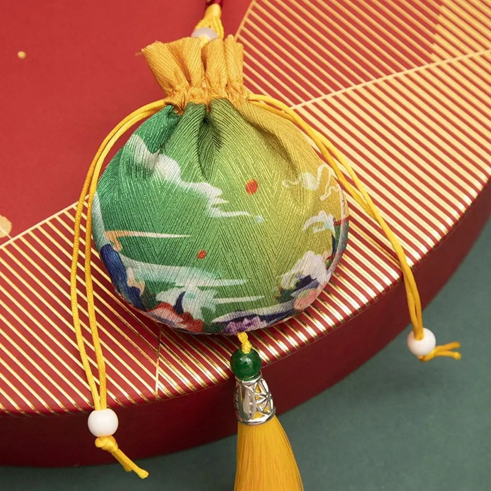 Cloth Tassel Necklaces Case Flower Drawstring Empty Sachet Chinese Style Storage Bag Purse Pouch Women Jewelry Bag