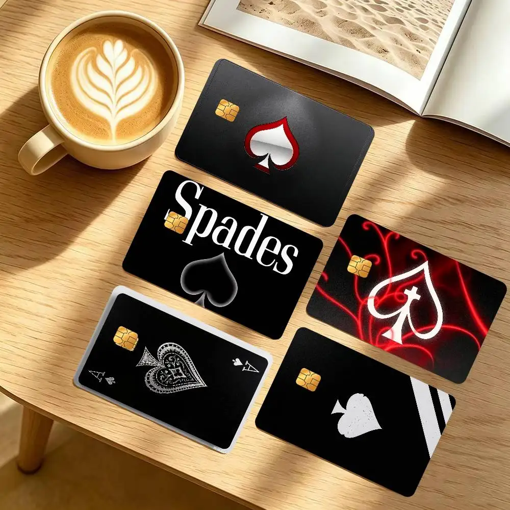 Cool Spades A black  Diy Credit Debit Card Sticker Party Sticker Decoration Waterproof Small Chip Card Skin Sticker