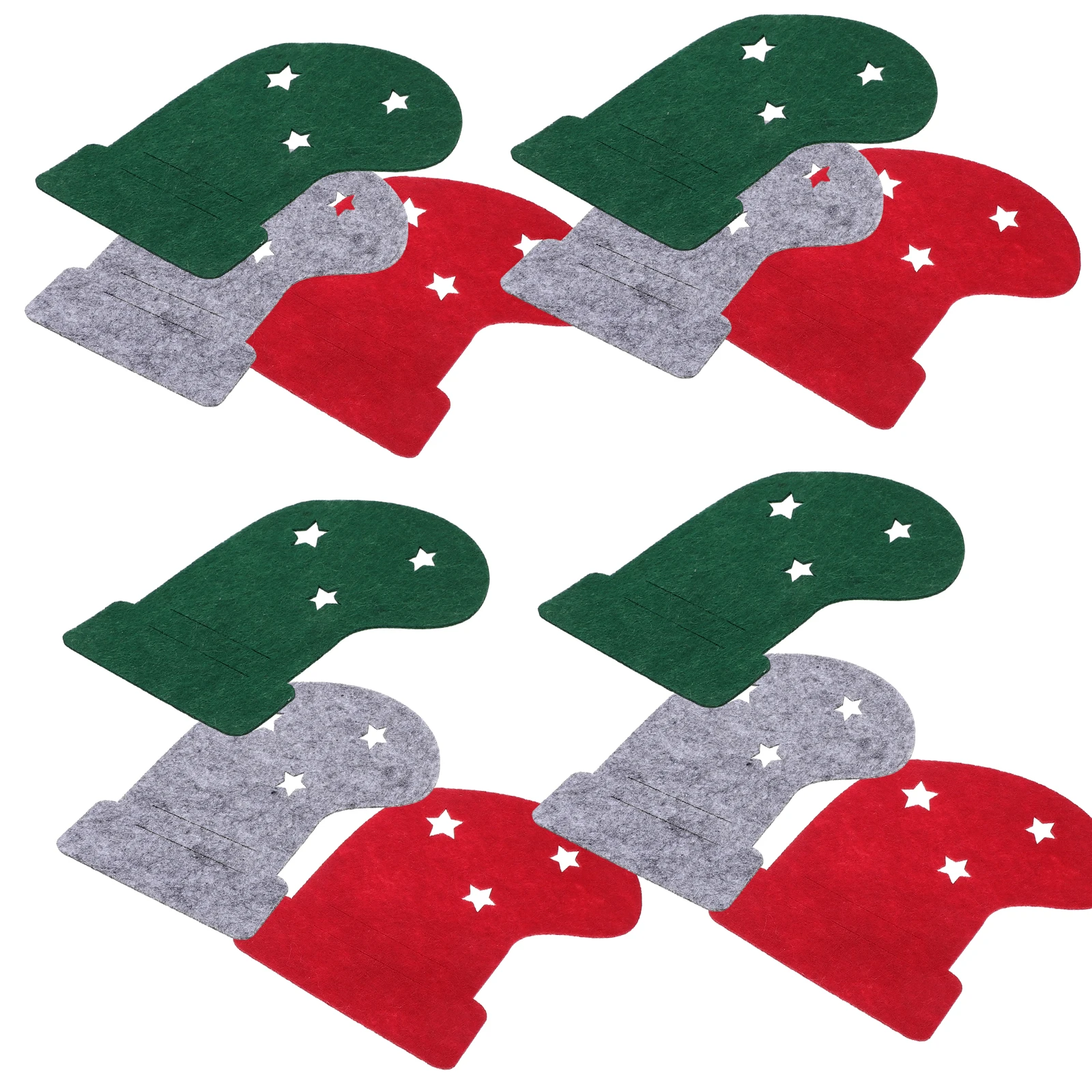 

12pcs Cutlery Holder Christmas Stockings Knife Fork Bag Red Green Gray Felt Cloth Large Capacity Banquet Tableware